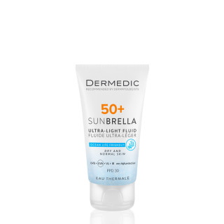 ضدآفتاب فلوییدی درمدیک Ultra-Light SPF50+ | بافت سبک، مناسب پوست خشک و نرمال