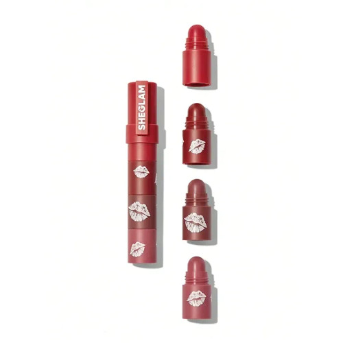 رژلب جامدشیگلم رنگ pink petal stack مدل چهار در یک Megalip 4-in-1 Lipstick