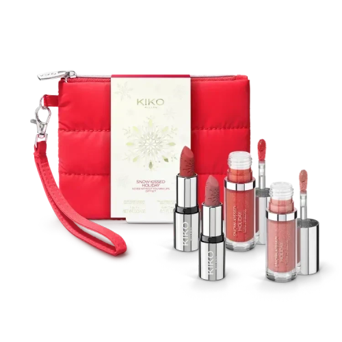 رژ لب و لیپ گلاس + کیف آرایشی برندکیکو مدل Snow-KissedHoliday