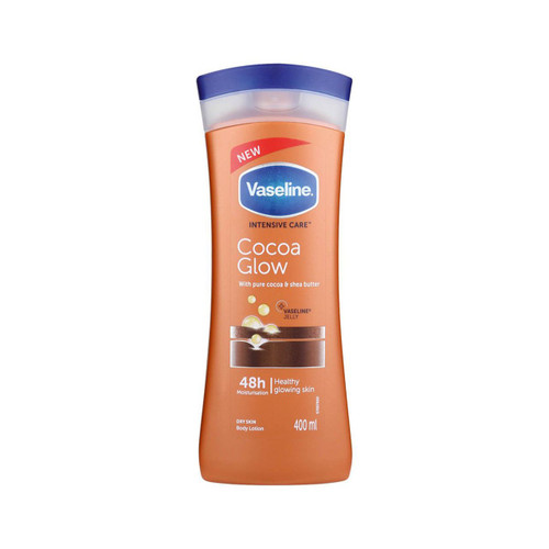 لوسیون بدن وازلین مدل Cocoa Glow حجم ۴۰۰ میلیلیتر | آبرسان و نرمکننده پوس
