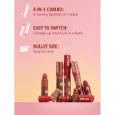 رژلب جامدشیگلم رنگ nude bare stack مدل چهار در یک Megalip 4-in-1 Lipstick