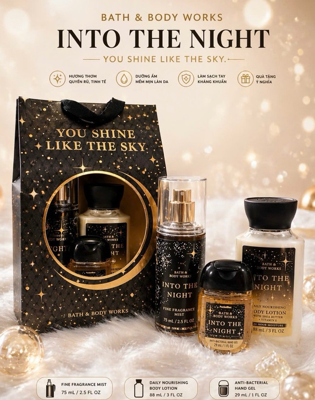 Into The Night Gift Set | بادی میست، لوسیون و ژل دست بث اند بادی ورکس