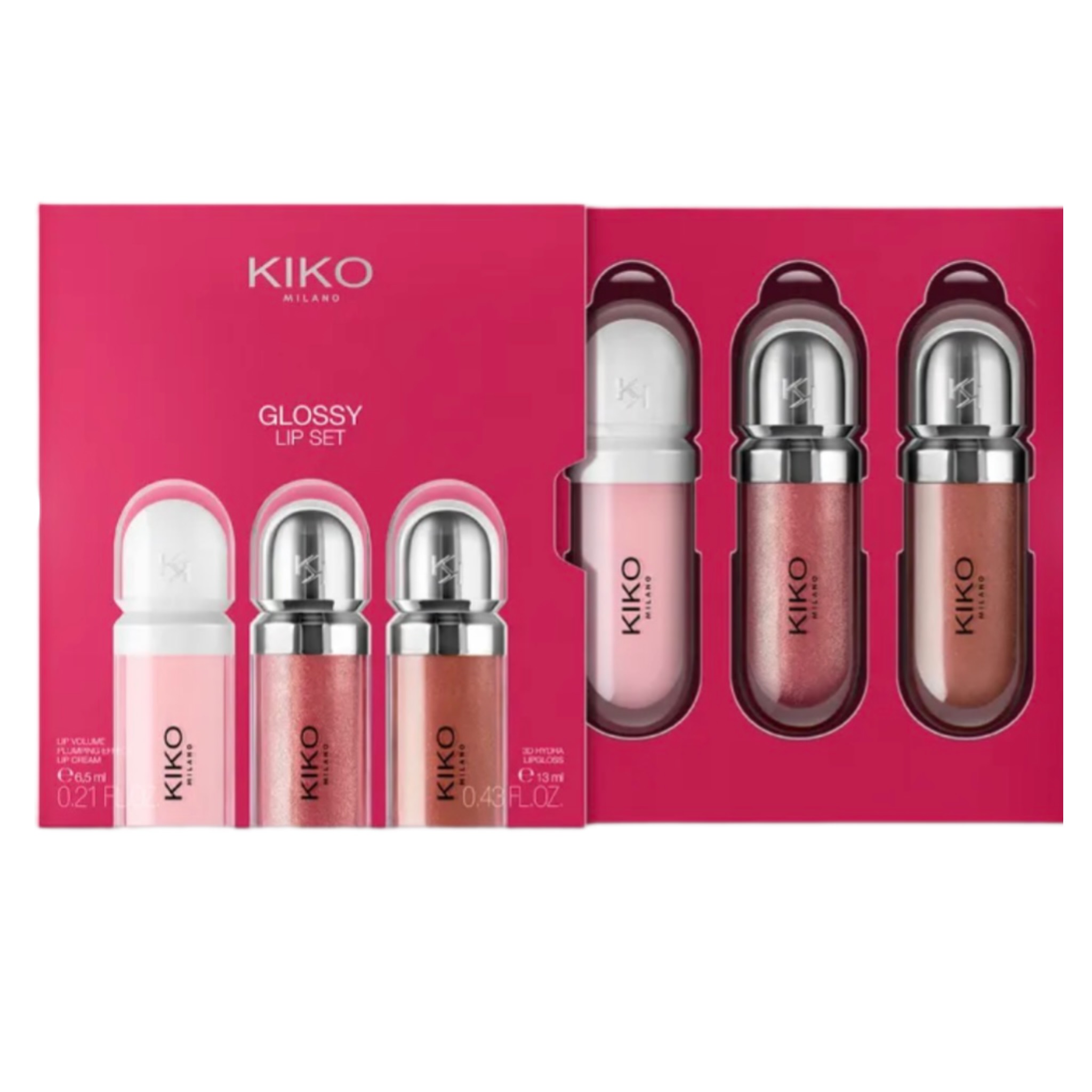 پک ۳ تایی لیپ گلاس برندکیکو میلانو شماره 01 | Glossy Lip Set | لیپ گلاس براق و حجم‌دهنده